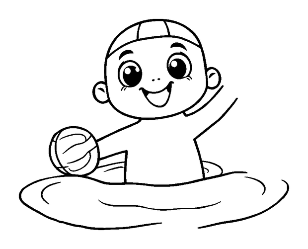 Water Polo colouring page — free printable for kids
