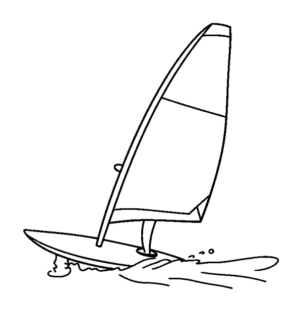 Windsurfing colouring page — free printable for kids