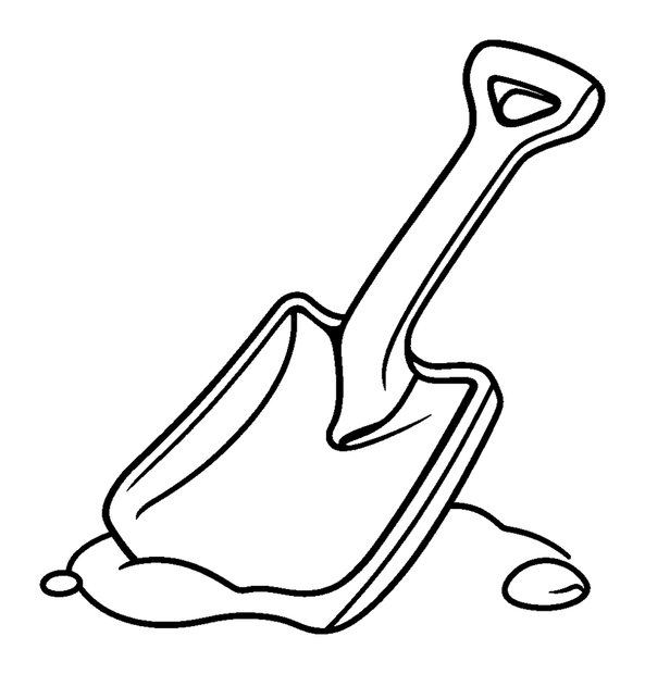 Beach Spade colouring page — free printable for toddlers