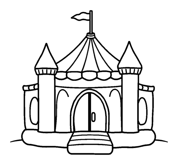Bouncy Castle colouring page — free printable for kids