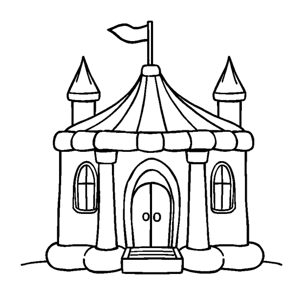 Bouncy Castle colouring page — free printable for kids