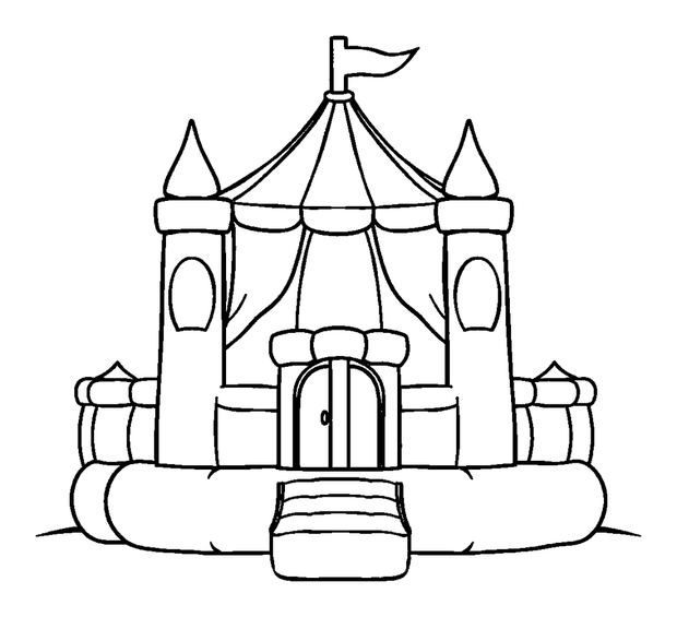 Bouncy Castle colouring page — free printable for toddlers
