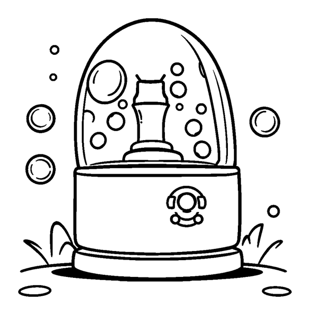 Bubble Machine colouring page — free printable for kids