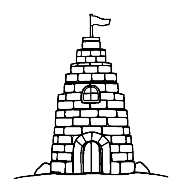 Building Bricks Tower colouring page — free printable for kids