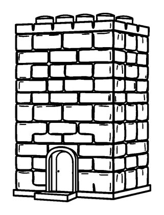 Building Bricks Tower Colouring Page (Toddler, Bold & Easy)