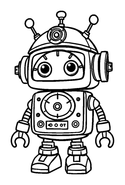 Clockwork Robot colouring page — free printable for kids