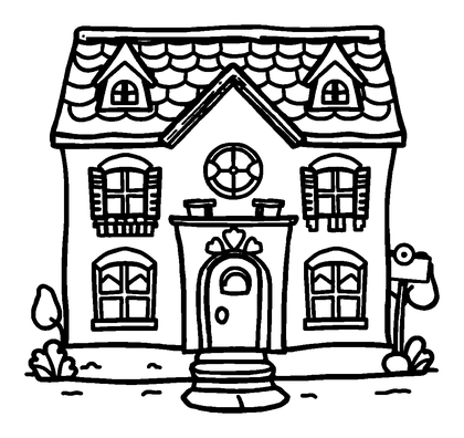 Dolls House Colouring Page (Kids, Standard)