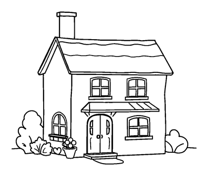 Dolls House Colouring Page (Toddler, Bold & Easy)