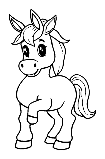 Hobby Horse colouring page — free printable for kids