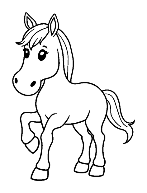 Hobby Horse colouring page — free printable for toddlers