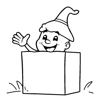 Jack In The Box Colouring Page (Toddler, Bold & Easy)