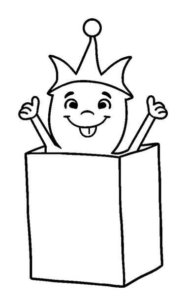Jack In The Box colouring page — free printable for toddlers
