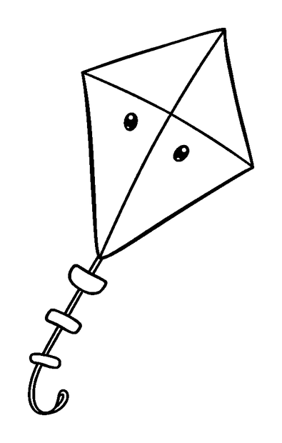 Kite colouring page — free printable for toddlers