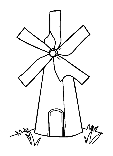Paper Windmill colouring page — free printable for kids