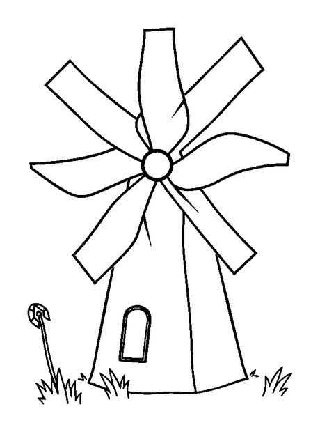 Paper Windmill colouring page — free printable for toddlers