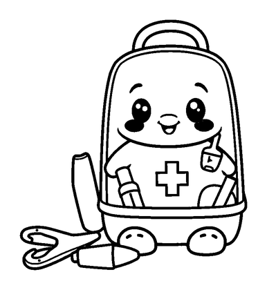 Play Doctor Kit Colouring Page (Kids, Bold & Easy)