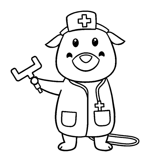 Play Doctor Kit colouring page — free printable for kids