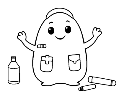 Play Doctor Kit Colouring Page (Toddler, Bold & Easy)