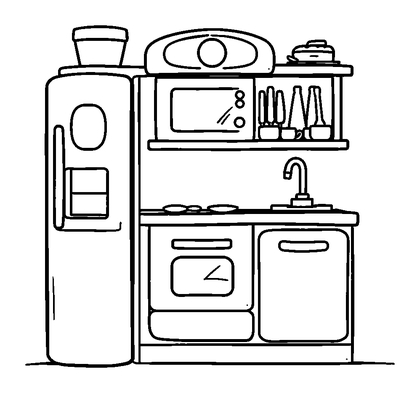 Play Kitchen Colouring Page (Kids, Standard)