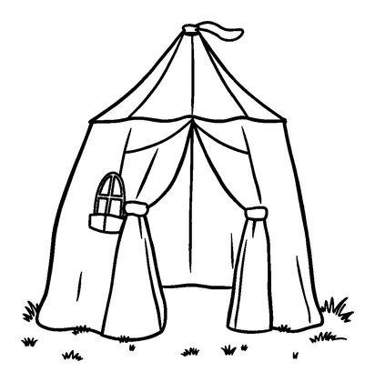 Play Tent Colouring Page (Kids, Bold & Easy)