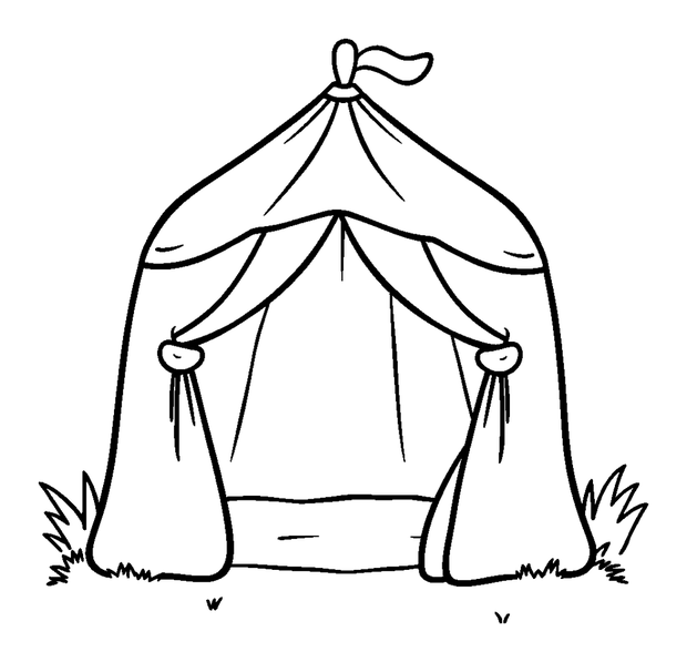 Play Tent colouring page — free printable for kids