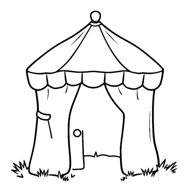 Play Tent colouring page — free printable for kids