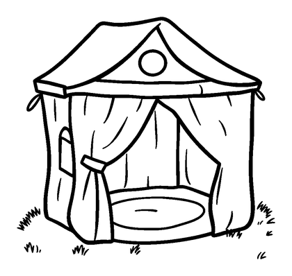 Play Tent Colouring Page (Toddler, Bold & Easy)