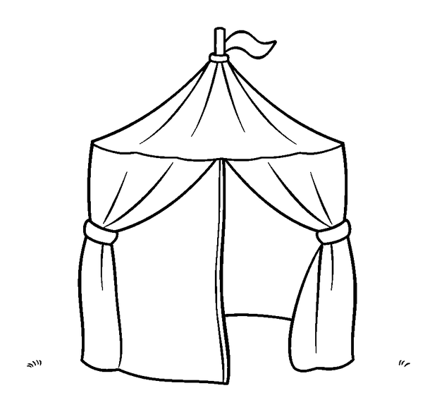 Play Tent colouring page — free printable for toddlers