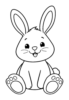 Plush Bunny Colouring Page (Toddler, Bold & Easy)