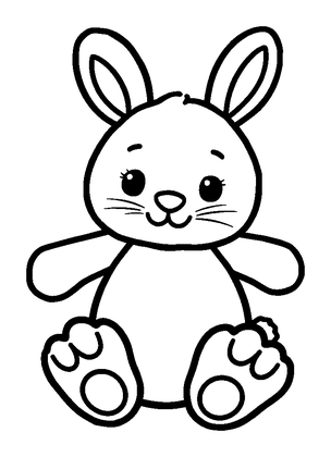 Plush Bunny Colouring Page (Toddler, Bold & Easy)