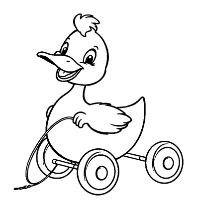 Pull Along Duck Colouring Page (Kids, Standard)