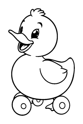 Pull Along Duck Colouring Page (Toddler, Bold & Easy)