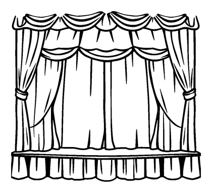 Puppet Stage Curtains Colouring Page (Kids, Bold & Easy)
