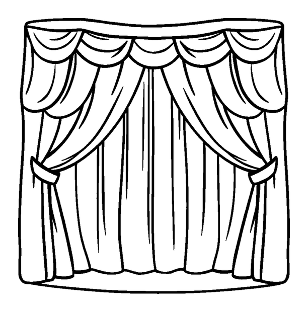 Puppet Stage Curtains colouring page — free printable for kids