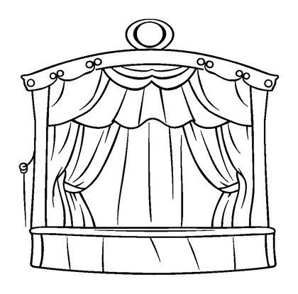 Puppet Theatre Colouring Page (Kids, Bold & Easy)