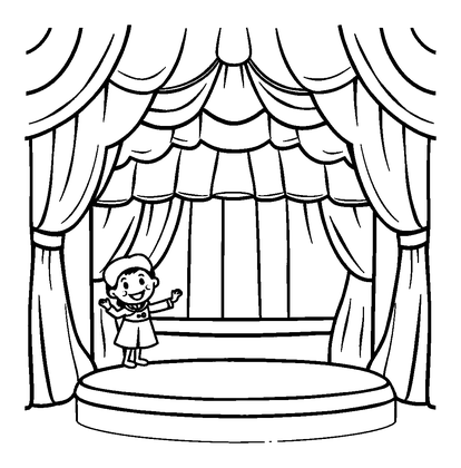 Puppet Theatre Colouring Page (Kids, Standard)
