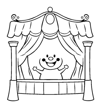 Puppet Theatre Colouring Page (Toddler, Bold & Easy)
