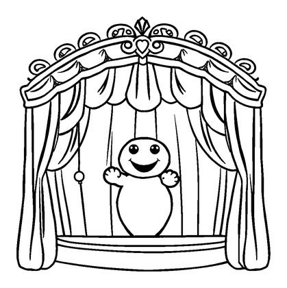 Puppet Theatre Colouring Page (Toddler, Bold & Easy)