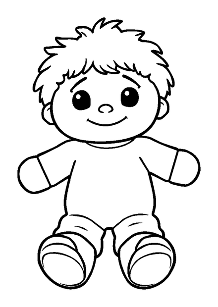 Rag Doll colouring page — free printable for kids