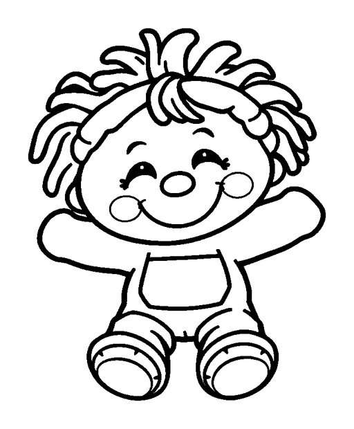 Rag Doll colouring page — free printable for kids