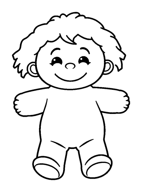 Rag Doll colouring page — free printable for toddlers