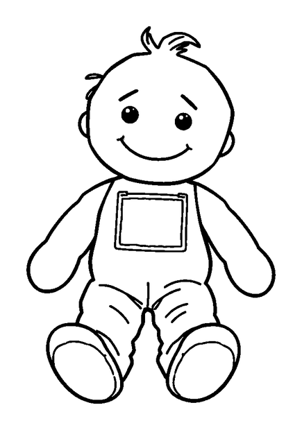 Rag Doll colouring page — free printable for toddlers