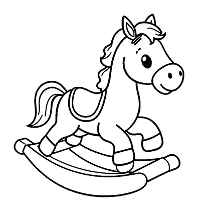 Rocking Horse Colouring Page (Kids, Bold & Easy)