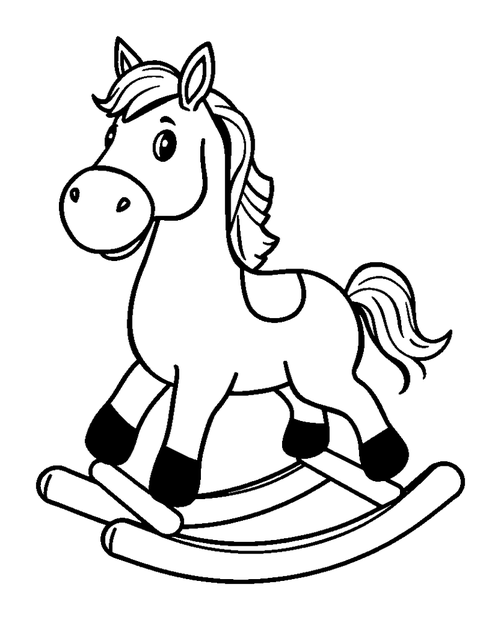 Rocking Horse colouring page — free printable for kids