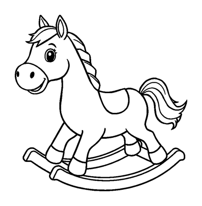 Rocking Horse Colouring Page (Toddler, Bold & Easy)