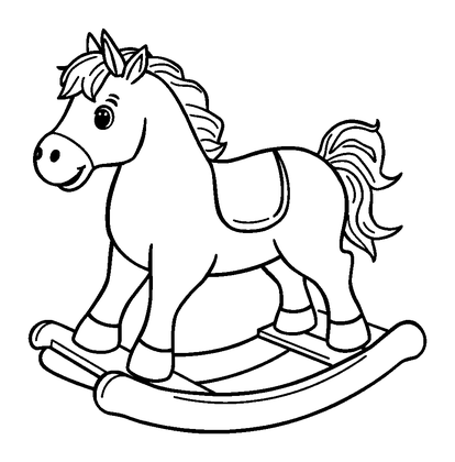 Rocking Horse Colouring Page (Toddler, Bold & Easy)