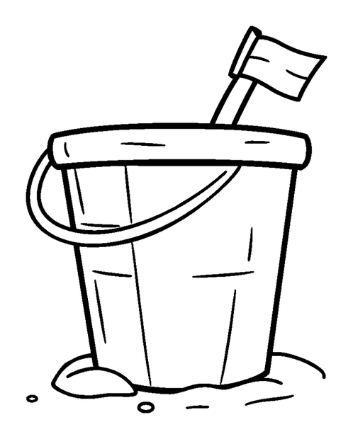 Sandcastle Bucket colouring page — free printable for kids