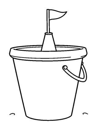 Sandcastle Bucket Colouring Page (Toddler, Bold & Easy)