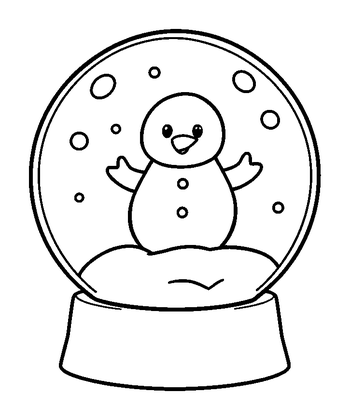 Snow Globe Colouring Page (Toddler, Bold & Easy)