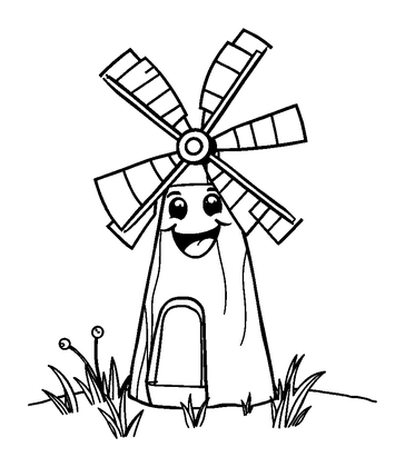 Spinning Windmill Colouring Page (Kids, Bold & Easy)